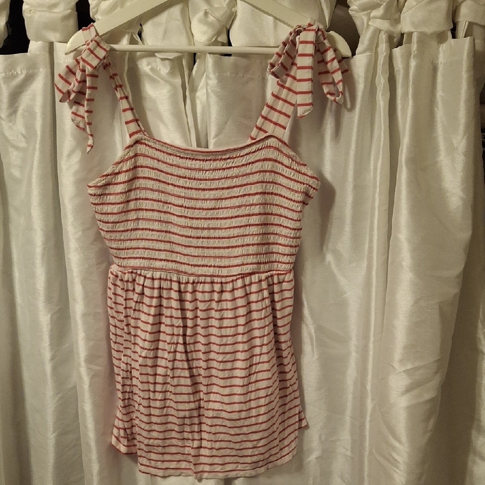 Isabel Maternity by Ingrid & Isabel Red and White Striped Tank Top Lg ❤️❤️❤️❤️